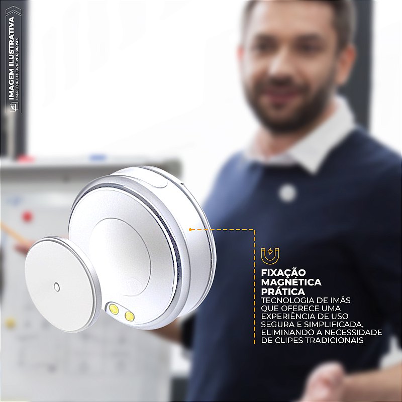 Microfone De Lapela Magnetica - Armor - Tipo C Com Adaptador Lightining - Branca GShield