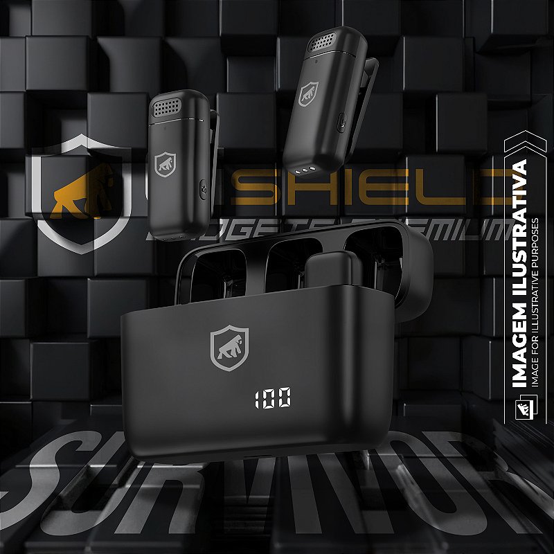 Microfone De Lapela Sem Fio Survivor Tipo C Com Adaptador Lightning GShield