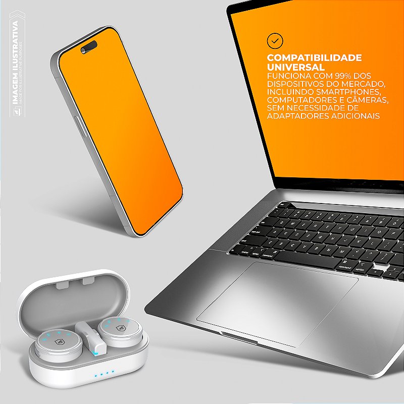 Microfone De Lapela Magnetica - Armor - Tipo C Com Adaptador Lightining - Branca GShield