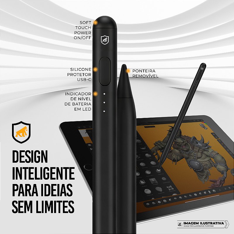 Caneta Touch Capacitiva Pro Palm Rejection - Preta GShield