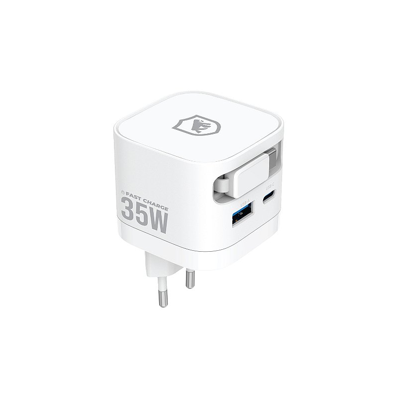 Carregador De Parede Raptor Retratil 35W - Branco GShield