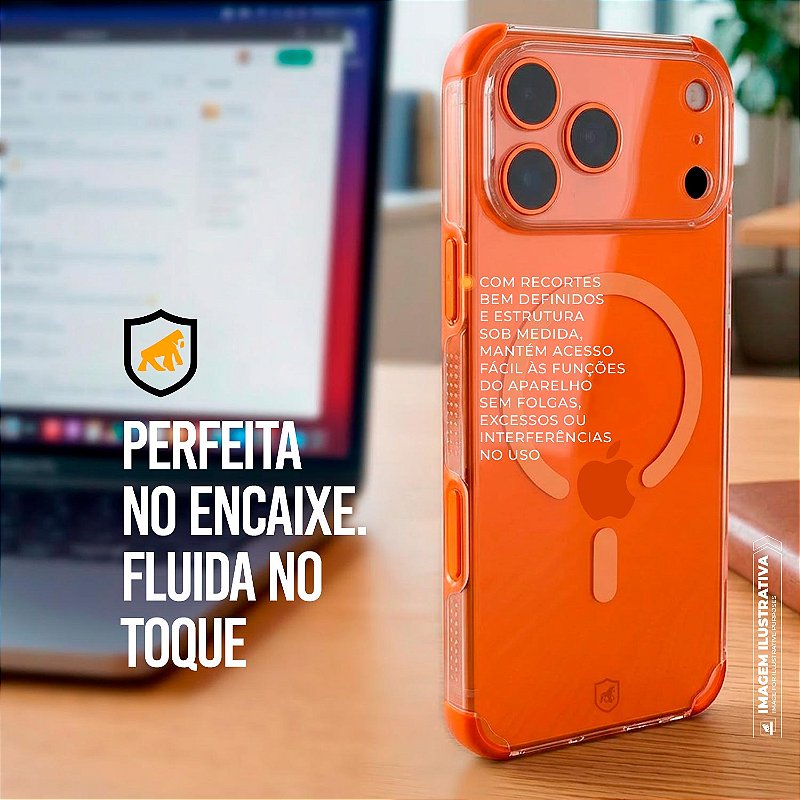 Capa Crystal Edge MagSafe Para iPhone 17 Pro Max - Laranja GShield