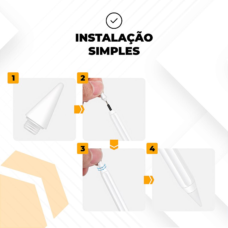 Kit 3 Un - Ponteiras Para Caneta Capacitiva Pro Palm Rejection - Branca GShield