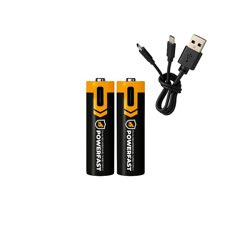 Cartela De 2 Un Pilha AAA Recarregavel Turbo Powerfast - Tipo C GShield