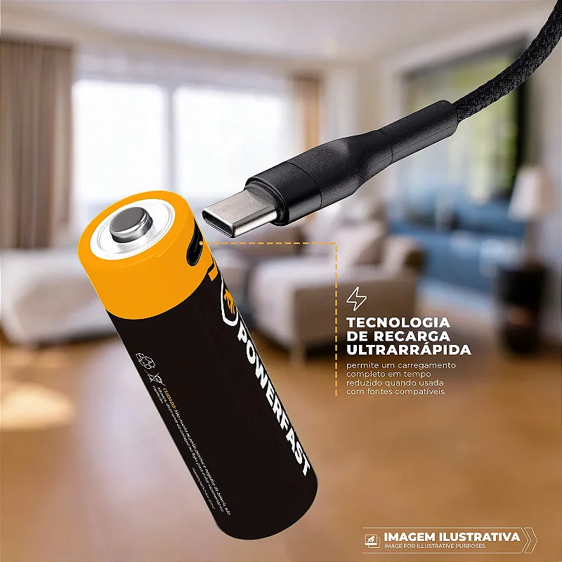 Cartela De 2 Un Pilha AA Recarregavel Turbo Powerfast - Tipo C GShield