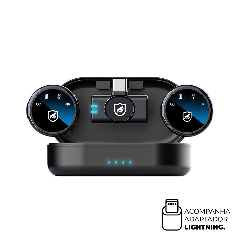 Microfone De Lapela Magnetica - Armor - Tipo C Com Adaptador Lightning - Preta GShield