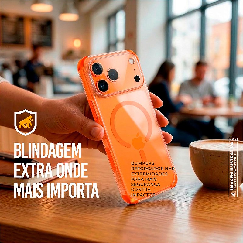 Capa Crystal Edge MagSafe Para iPhone 17 Pro Max - Laranja GShield