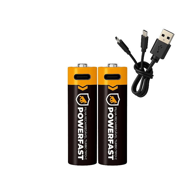 Cartela De 2 Un Pilha AA Recarregavel Turbo Powerfast - Tipo C GShield