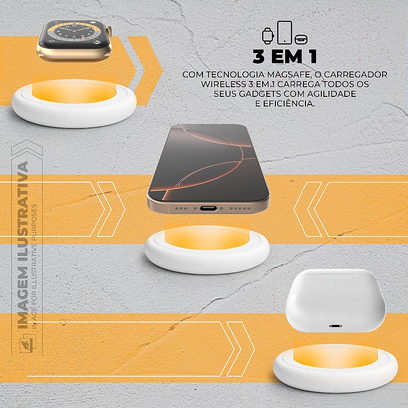 Carregador Wireless 3 Em 1 - Discovery - Branco GShield