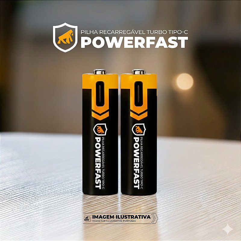 Cartela De 2 Un Pilha AAA Recarregavel Turbo Powerfast - Tipo C GShield