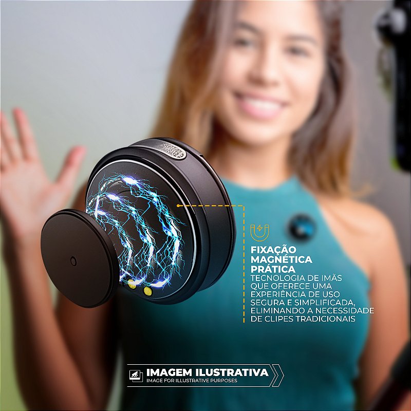 Microfone De Lapela Magnetica - Armor - Tipo C Com Adaptador Lightning - Preta GShield