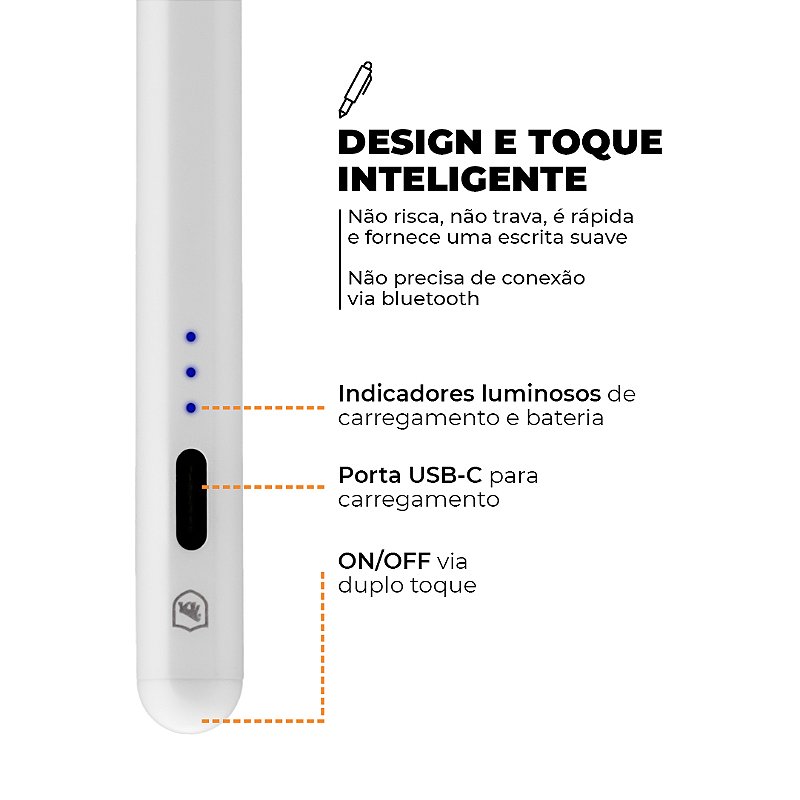 Caneta Touch Capacitiva Pro Palm Rejection - Branca GShield