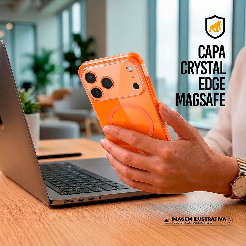 Capa Crystal Edge MagSafe Para iPhone 17 Pro Max - Laranja GShield