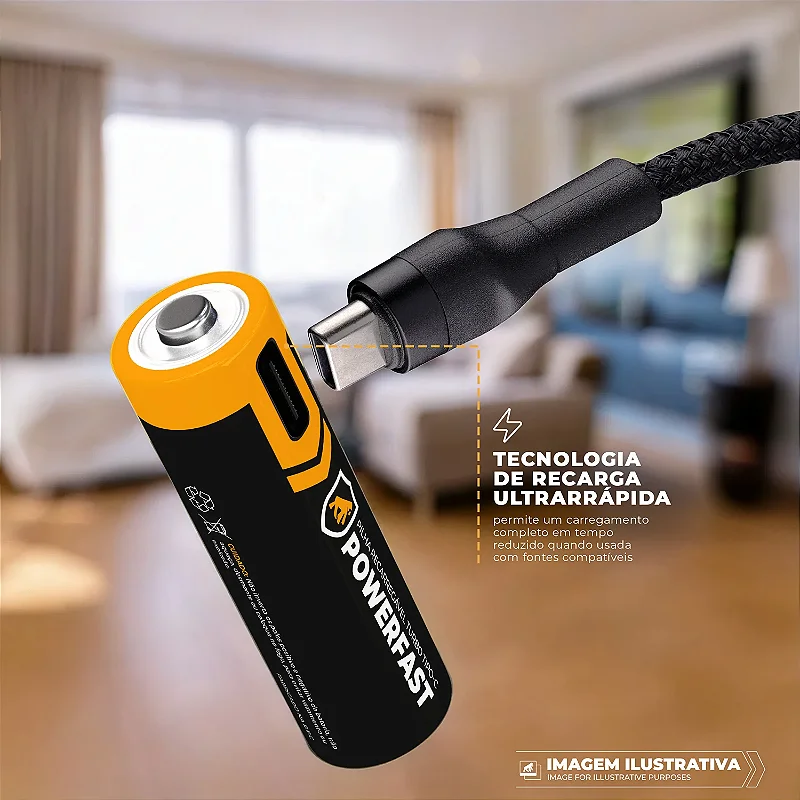 Cartela De 2 Un Pilha AAA Recarregavel Turbo Powerfast - Tipo C GShield