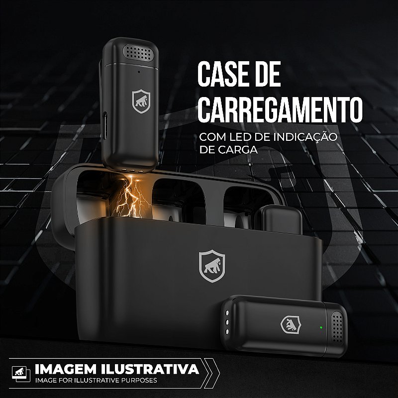 Microfone De Lapela Sem Fio Survivor Tipo C Com Adaptador Lightning GShield