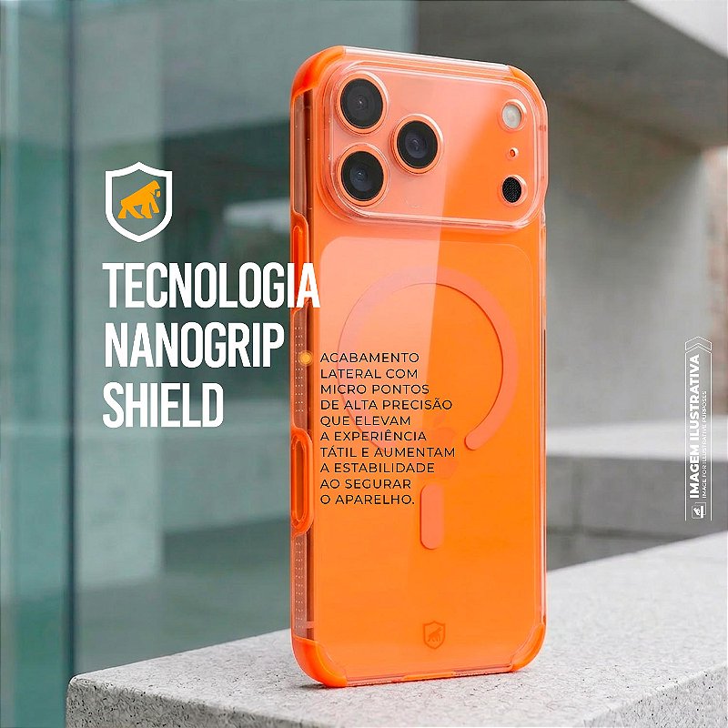 Capa Crystal Edge MagSafe Para iPhone 17 Pro Max - Laranja GShield